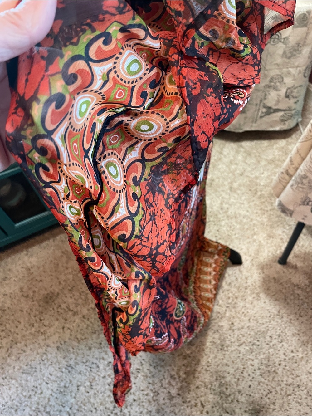 Bohemian V-Neck Floral Maxi Kaftan in Rust Red MPH Collection - Picture 11 of 13